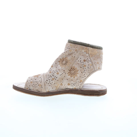 A.S. 98 Ritchie Floral Womens Brown Leather Zipper Mule Flats Shoes