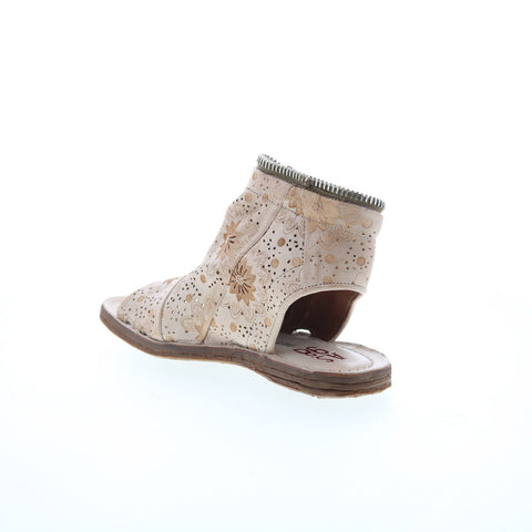 A.S. 98 Ritchie Floral Womens Brown Leather Zipper Mule Flats Shoes