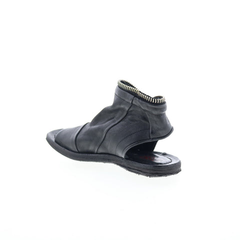 A.S. 98 Ritchie Womens Black Leather Zipper Mule Flats Shoes