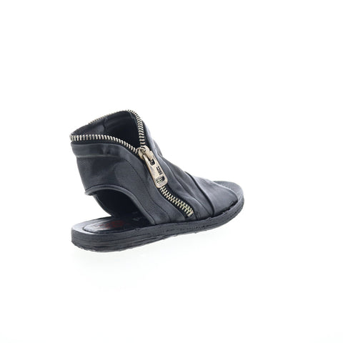 A.S. 98 Ritchie Womens Black Leather Zipper Mule Flats Shoes