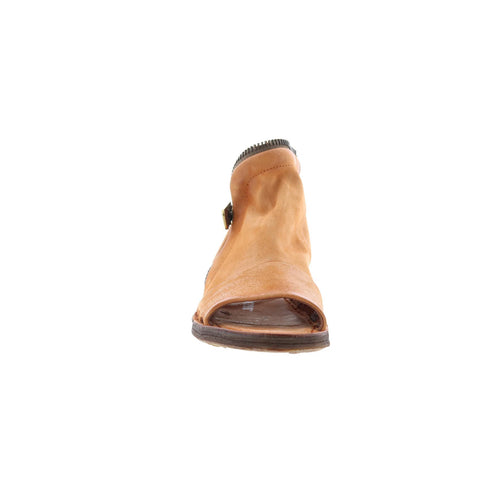 A.S. 98 Ritchie Womens Brown Leather Zipper Mule Flats Shoes