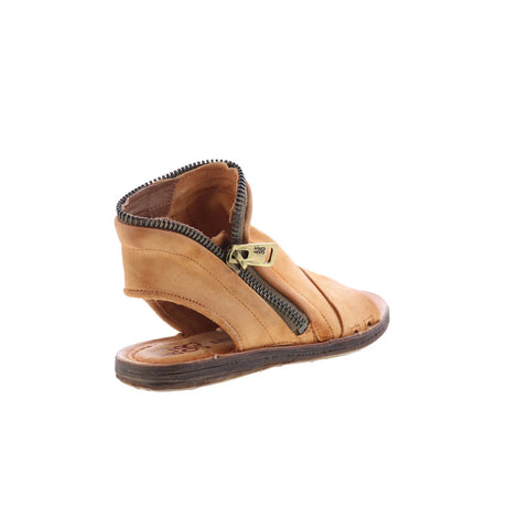 A.S. 98 Ritchie Womens Brown Leather Zipper Mule Flats Shoes