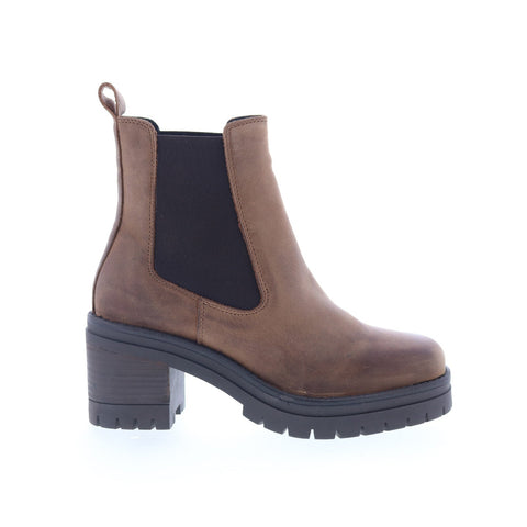 Miz Mooz Ritzy Womens Brown Leather Slip On Ankle & Booties Boots
