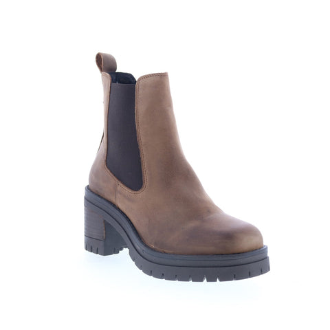 Miz Mooz Ritzy Womens Brown Leather Slip On Ankle & Booties Boots