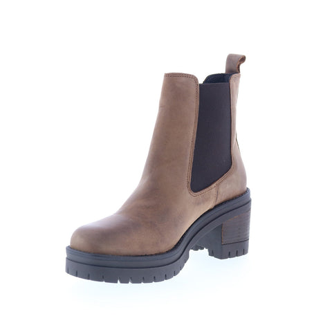 Miz Mooz Ritzy Womens Brown Leather Slip On Ankle & Booties Boots