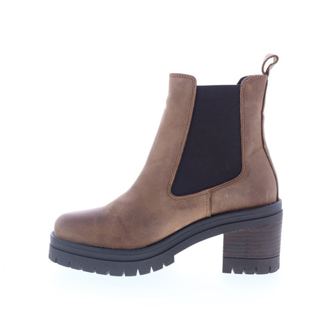Miz Mooz Ritzy Womens Brown Leather Slip On Ankle & Booties Boots