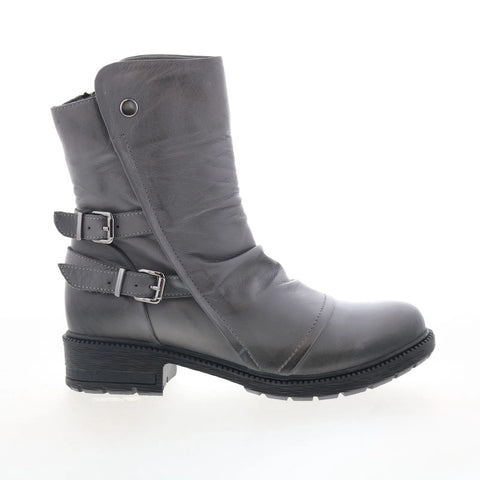 Miz Mooz Rixie Womens Gray Leather Hook & Loop Casual Dress Boots