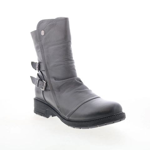 Miz Mooz Rixie Womens Gray Leather Hook & Loop Casual Dress Boots