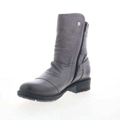 Miz Mooz Rixie Womens Gray Leather Hook & Loop Casual Dress Boots