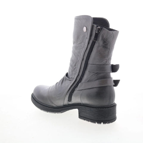 Miz Mooz Rixie Womens Gray Leather Hook & Loop Casual Dress Boots
