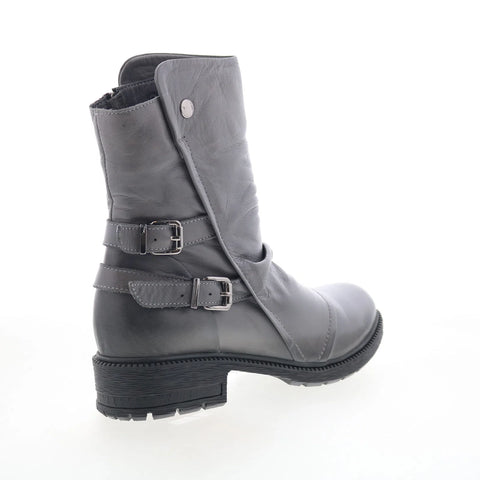 Miz Mooz Rixie Womens Gray Leather Hook & Loop Casual Dress Boots