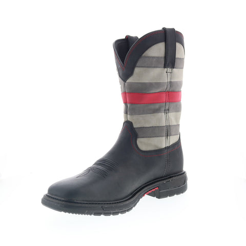 Rocky Red Line RKD0088 Mens Black Leather Slip On Western Boots