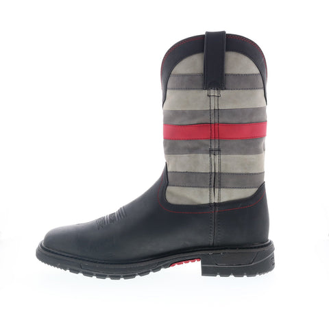 Rocky Red Line RKD0088 Mens Black Leather Slip On Western Boots