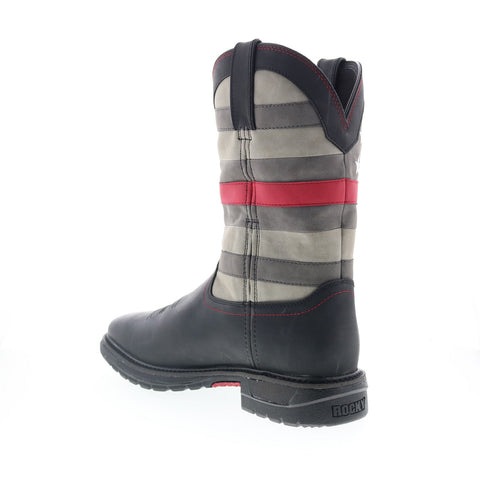 Rocky Red Line RKD0088 Mens Black Leather Slip On Western Boots