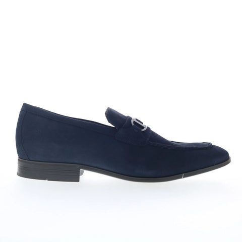 Rockport Carlo RMCARLO Mens Blue Wide Suede Loafers & Slip Ons Casual Shoes