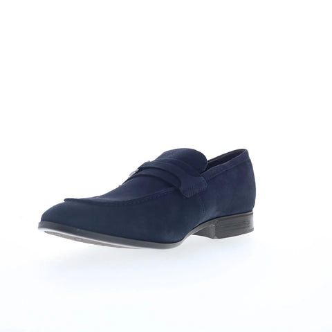 Rockport Carlo RMCARLO Mens Blue Wide Suede Loafers & Slip Ons Casual Shoes