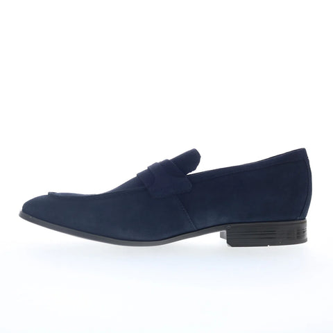 Rockport Carlo RMCARLO Mens Blue Wide Suede Loafers & Slip Ons Casual Shoes