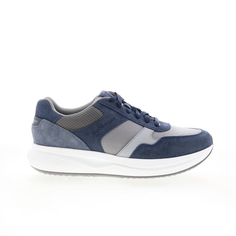 Rockport DMX Corvin Mens Blue Wide Suede Lace Up Lifestyle Sneakers Shoes