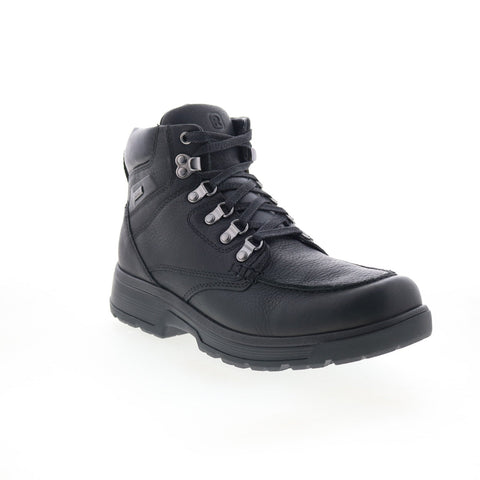 Rockport Ezra Waterproof Mens Black Wide Leather Lace Up Casual Dress Boots