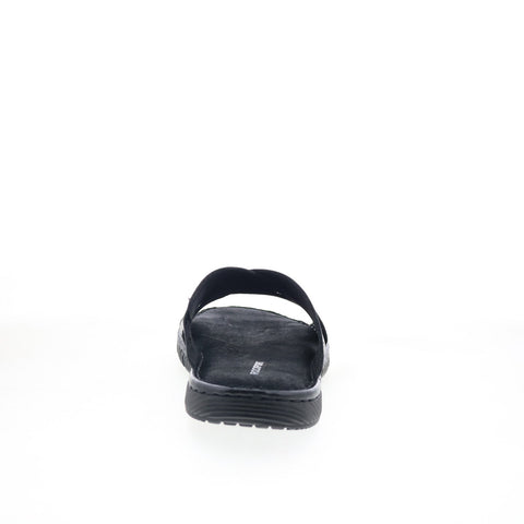 Rockport Jaya Mens Black Leather Slip On Slides Sandals Shoes
