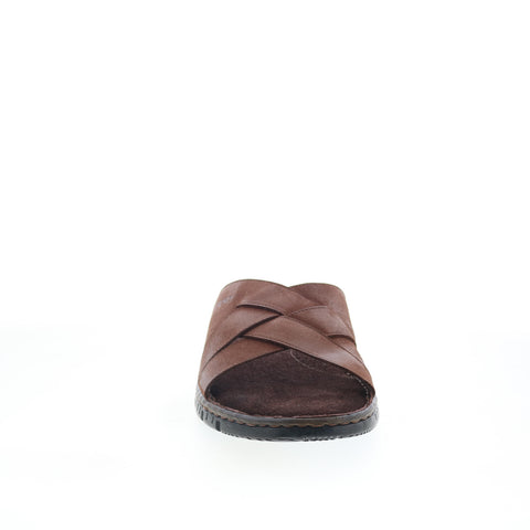 Rockport Jaya RMJAYA Mens Brown Leather Slip On Slides Sandals Shoes