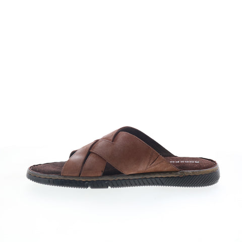 Rockport Jaya RMJAYA Mens Brown Leather Slip On Slides Sandals Shoes