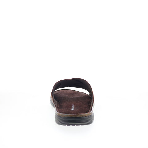 Rockport Jaya RMJAYA Mens Brown Leather Slip On Slides Sandals Shoes