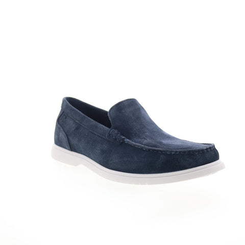 Rockport RM Jensen Mens Blue Wide Leather Loafers & Slip Ons Casual Shoes