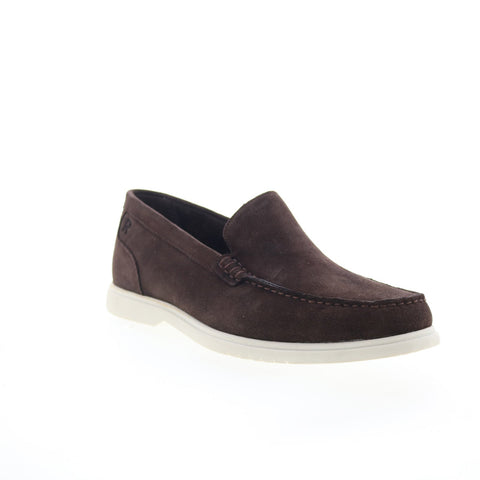 Rockport RM Jensen Mens Brown Wide Suede Loafers & Slip Ons Casual Shoes