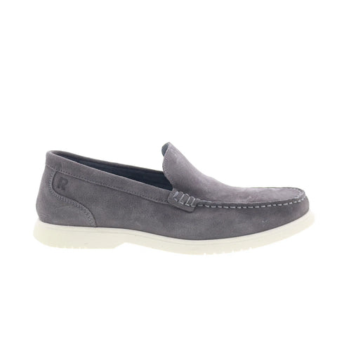 Rockport Jensen Mens Gray Wide Suede Loafers & Slip Ons Casual Shoes