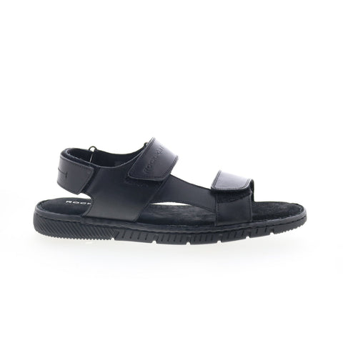Rockport Jhett RMJHETT Mens Black Wide Leather Starp Sport Sandals Shoes
