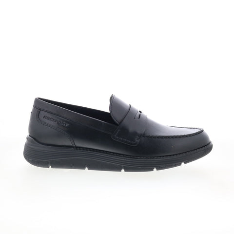 Rockport Liam RMLIAM Mens Black Leather Loafers & Slip Ons Penny Shoes