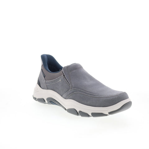 Rockport Reece Mens Gray Wide Leather Slip On Lifestyle Sneakers Shoes