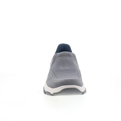 Rockport Reece Mens Gray Wide Leather Slip On Lifestyle Sneakers Shoes
