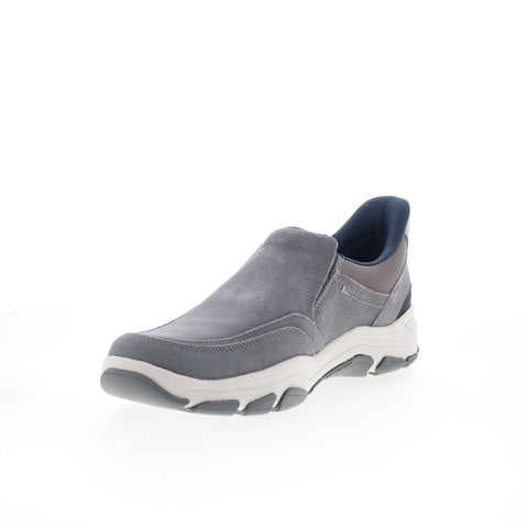 Rockport Reece Mens Gray Wide Leather Slip On Lifestyle Sneakers Shoes