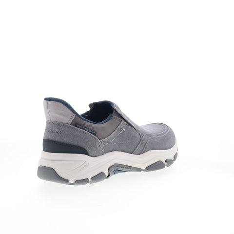 Rockport Reece Mens Gray Wide Leather Slip On Lifestyle Sneakers Shoes