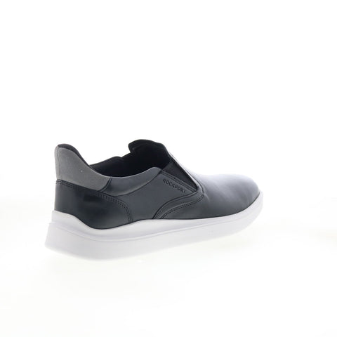 Rockport Tristens Mens Black Leather Slip On Lifestyle Sneakers Shoes