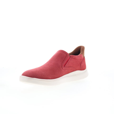 Rockport Tristens Mens Red Wide Suede Slip On Lifestyle Sneakers Shoes