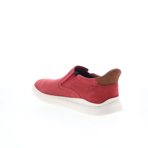 Rockport Tristens Mens Red Wide Suede Slip On Lifestyle Sneakers Shoes
