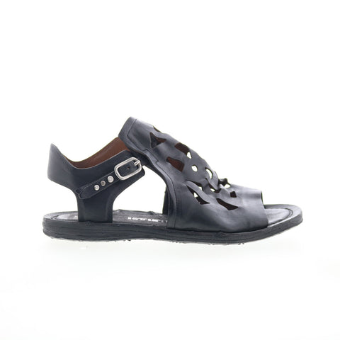 A.S. 98 Rogan Womens Black Leather Hook & Loop Strap Sandals Shoes