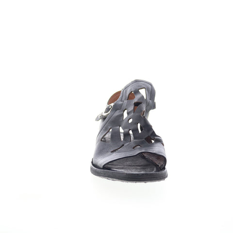 A.S. 98 Rogan Womens Black Leather Hook & Loop Strap Sandals Shoes
