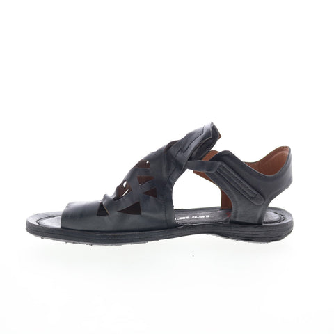 A.S. 98 Rogan Womens Black Leather Hook & Loop Strap Sandals Shoes
