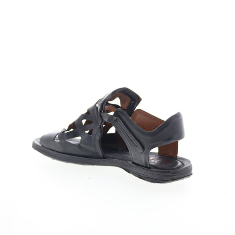 A.S. 98 Rogan Womens Black Leather Hook & Loop Strap Sandals Shoes