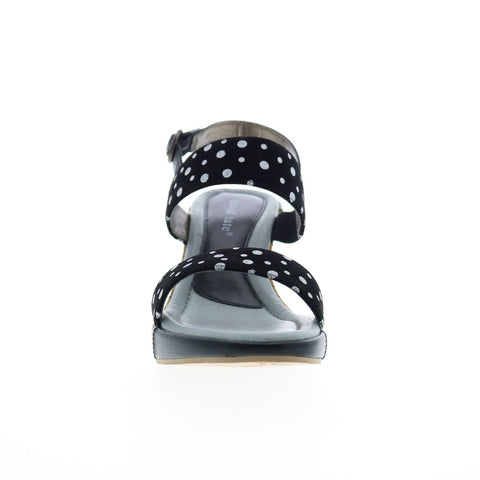 David Tate Rome Womens Black Narrow Leather Hook & Loop Wedges Heels Shoes