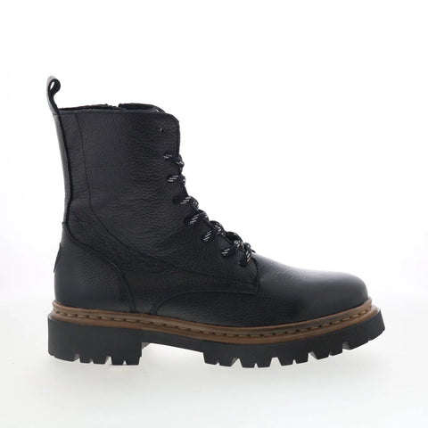 Pajar Ronnie PDPAB00599.01 Womens Black Leather Lace Up Casual Dress Boots