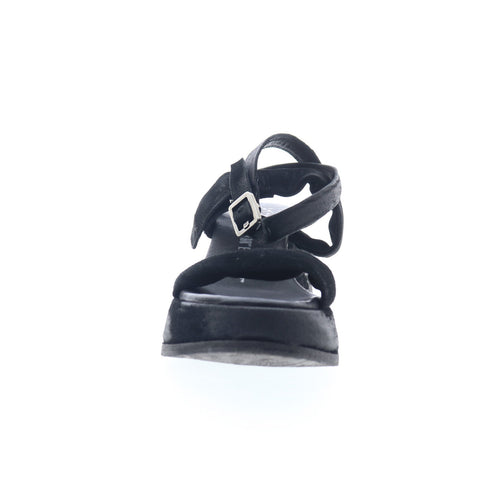 A.S. 98 Rooney Womens Black Leather Hook & Loop Platform Sandals Shoes
