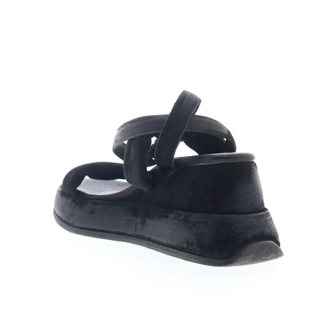 A.S. 98 Rooney Womens Black Leather Hook & Loop Platform Sandals Shoes