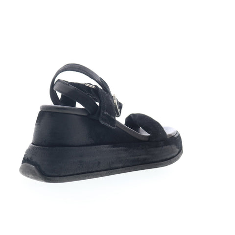 A.S. 98 Rooney Womens Black Leather Hook & Loop Platform Sandals Shoes