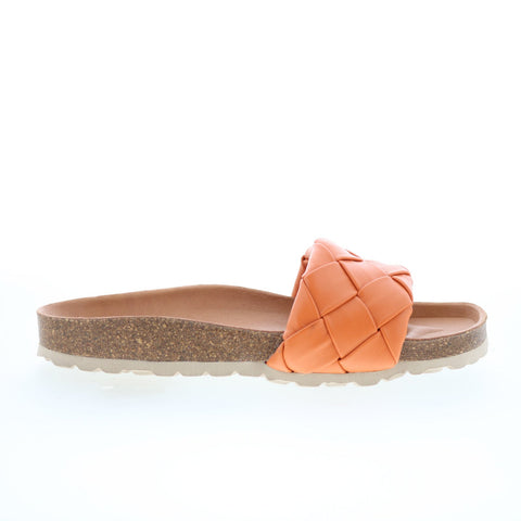 Miz Mooz Rope Womens Orange Leather Slip On Slides Sandals Shoes