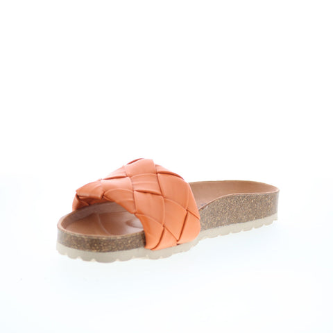 Miz Mooz Rope Womens Orange Leather Slip On Slides Sandals Shoes